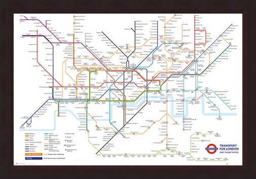 Framed Framed Underground Map - Transport For London