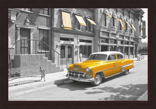 Framed Framed Taxi! - Yellow Cab In Manhattan