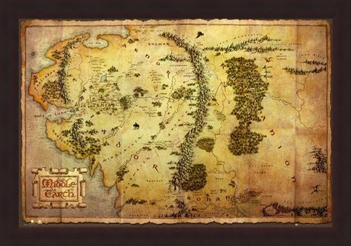 Framed Framed Map of Middle Earth - The Hobbit
