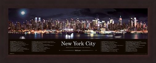 Framed Framed Skyline at Night - New York City