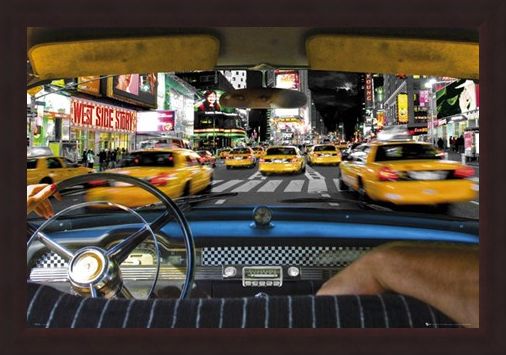 Framed Framed Times Square Taxi - New York