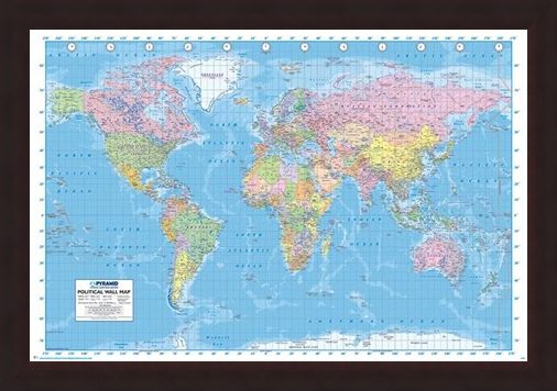 Framed Framed Political World Map - Map of the World