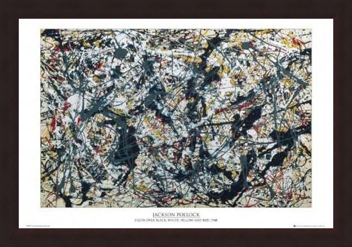 Framed Framed Silver on Black - By Jackson Pollock