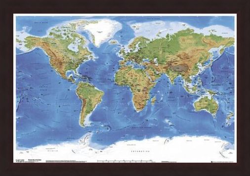 Framed Framed Planetary Visions - Map of the Earth