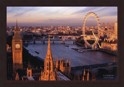 Framed Framed Big Ben and the London Eye - Aerial Photograph of London, England