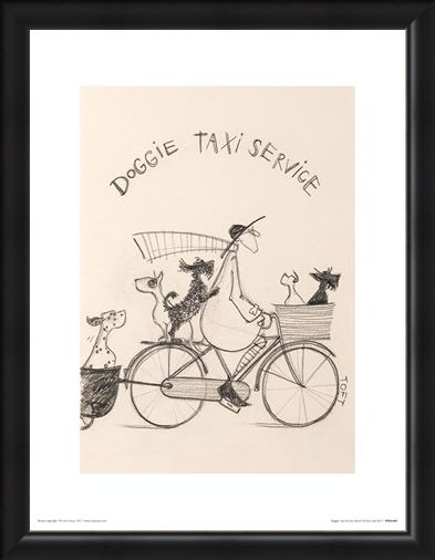 Framed Framed Doggie Taxi Service Sketch - Sam Toft