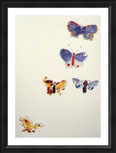 Framed Framed Five Butterflies - Odilon Redon