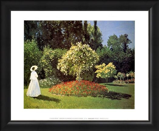 Framed Framed Woman in the Garden at Sainte Adresse - Claude Monet