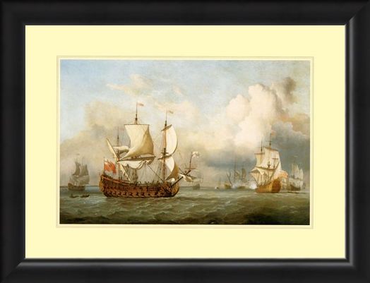 Framed Framed The Ship ' English Indiaman' - Antonio Jacobsen