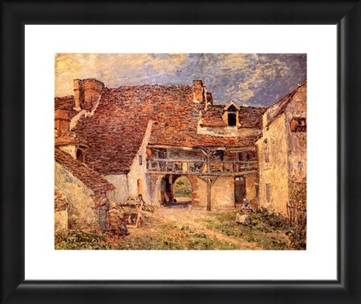 Framed Framed La Cour De Ferme - Alfred Sisley