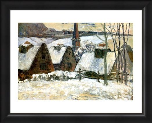 Framed Framed Village Breton Sous La Neige - Paul Gauguin