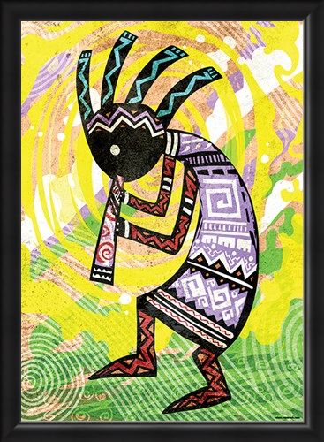 Framed Framed Kokopelli - Ancient Fertility God