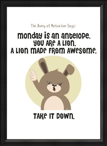 Framed Framed Monday Is An Antelope - The Bunny Of Motivation