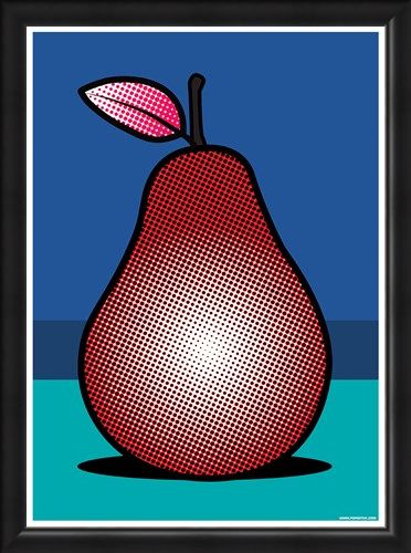 Framed Framed A Pop Art Pear - Red Fruit
