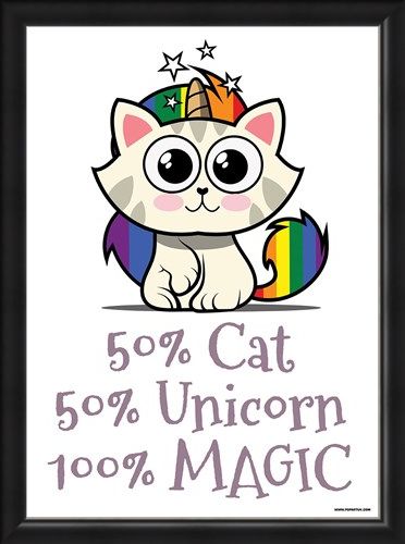 Framed Framed Rainbow Kitty - 50% Cat, 50% Unicorn, 100% Magic