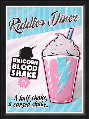 Framed Framed Riddles Diner - Unicorn Blood Shake