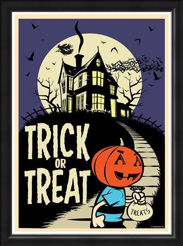 Framed Framed Trick Or Treat - Retro Halloween