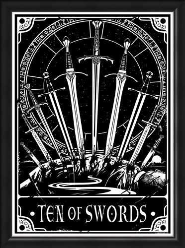 Framed Framed Ten Of Swords - Deadly Tarot