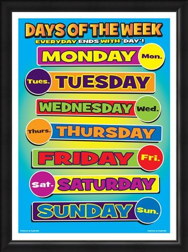 Framed Framed Days Of Week - Seven Days of Learning