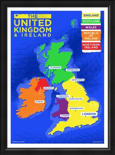 Framed Framed UK & Ireland Country Map - Colourful Countries