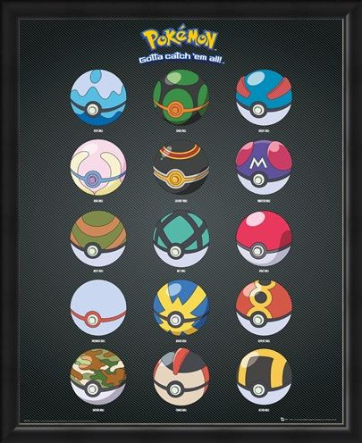 Framed Framed Pokeballs - Pokemon
