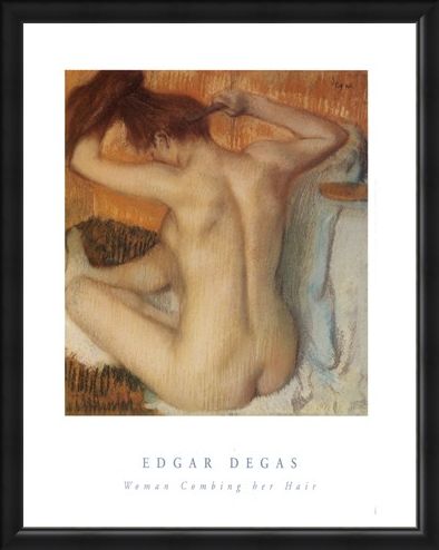 Framed Framed Woman Combing her Hair - Edgar Degas