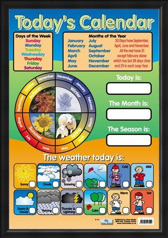 Framed Framed Today's Calendar - Educational Children's Chart