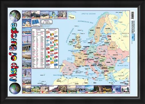 Framed Framed Map Of Europe - Educational Map