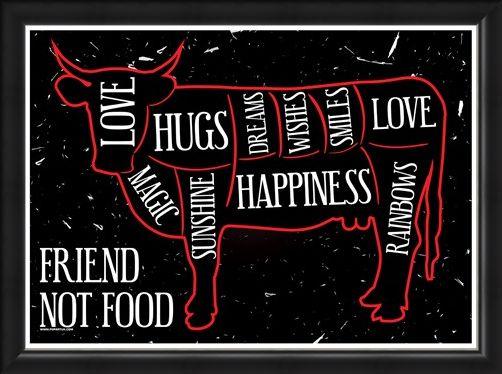 Framed Framed Friend Not Food - Vegetarian Hugs
