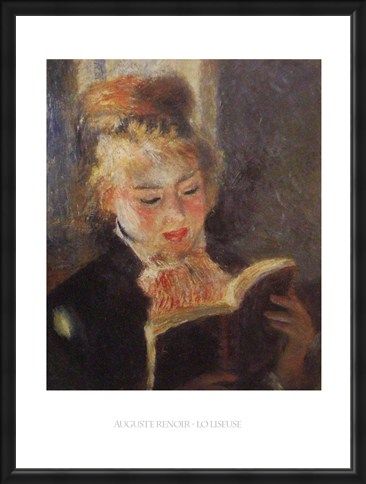 Framed Framed Reading - Auguste Renoir