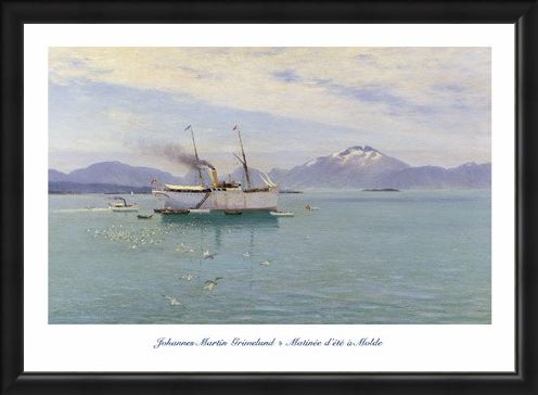 Framed Framed Matinée d'Eté à Molde (Morning on the Moldefjord) - Johannes Martin Grimelund