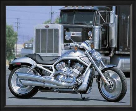 Framed Framed Silver Machine - Harley Davidson
