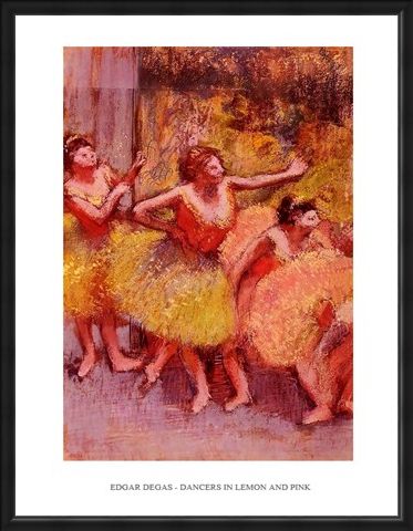 Framed Framed Dancers in Lemon & Pink - Edgar Degas