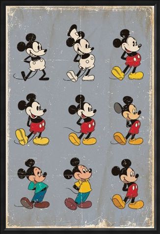 Framed Framed Mickey Mouse Evolution - Walt Disney