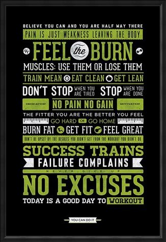 Framed Framed Gym Motivation - No Excuses