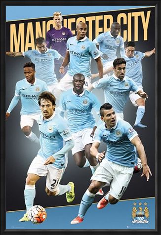 Framed Framed Team Players 2015/16 - Manchester City Football Club
