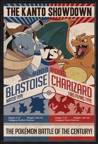 Framed Framed Red v Blue The Kanto Showdown - Pokémon