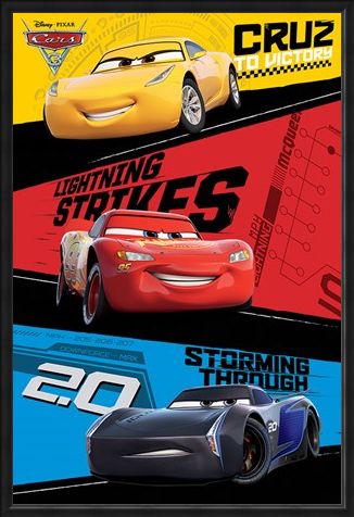 Framed Framed Red, Blue & Yellow Trio - Cars 3