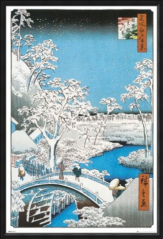 Framed Framed The Drum Bridge - Utagawa Hiroshige