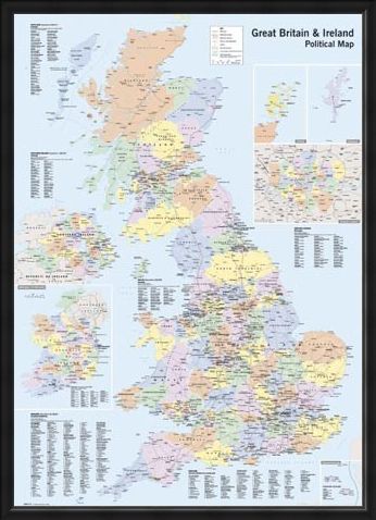Framed Framed UK & Ireland - Political Map