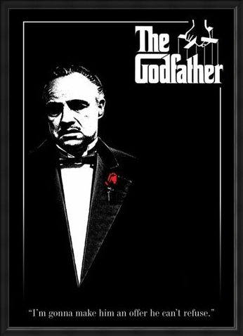 Framed Framed Don Vito Corleone with a Red Rose - The Godfather