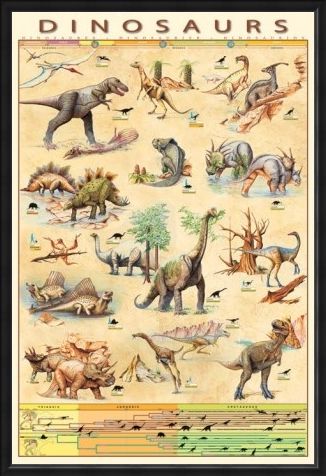 Framed Framed Dinosaurs Species - Jurassic Age Timeline