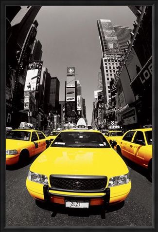 Framed Framed Yellow Cabs - New York City