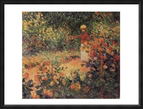 Framed Framed Artist in the Garden of Giverny - Claude Monet