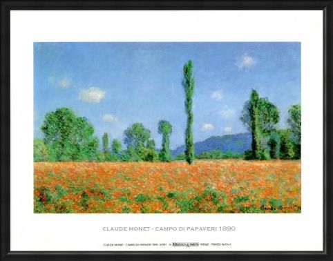 Framed Framed Poppy Field - Claude Monet