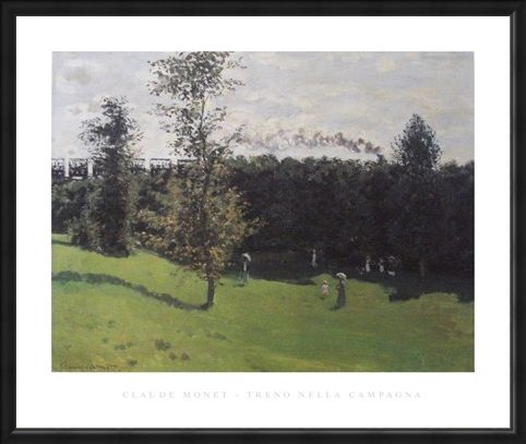 Framed Framed Train in the Countryside - Claude Monet
