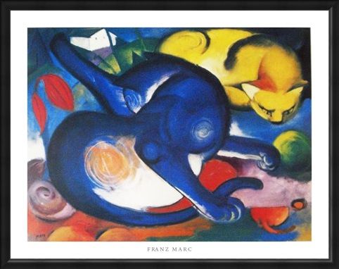 Framed Framed Two Cats, Blue and Yellow 1912 - Franz Marc