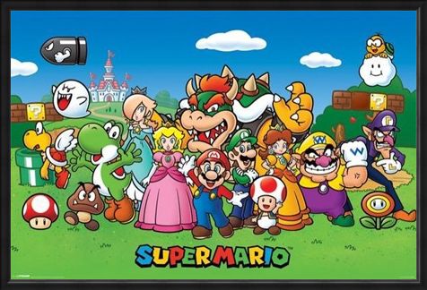 Framed Framed Super Mario Collage - Mushroom Kingdom