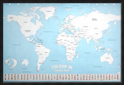 Framed Framed Colour In - World Map