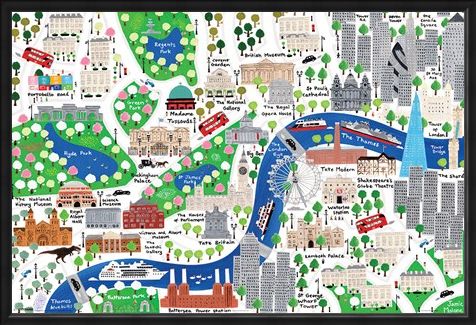 Framed Framed An Alternative Map Of London - Jamie Malone